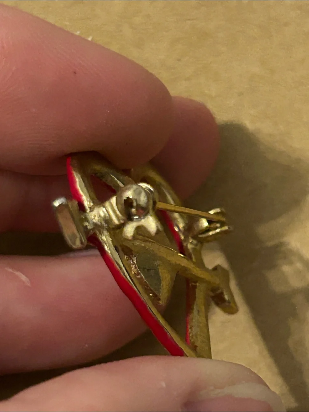 Heart Arrow Enamel Pin - Red Heart with Gold Arrow